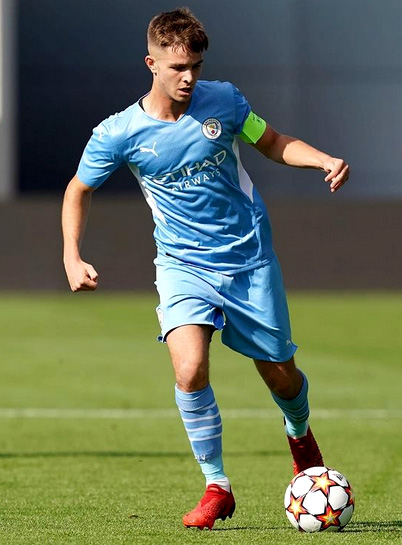 James McAtee playing for Manchester City FC